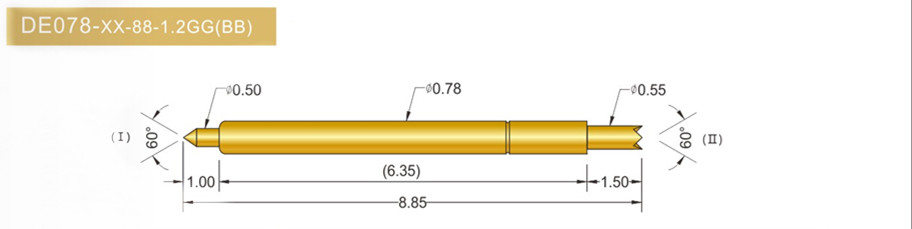 078雙頭探針尺寸、BGA雙頭頂針、雙向可動(dòng)探針、帶彈簧頂針、測(cè)試探針